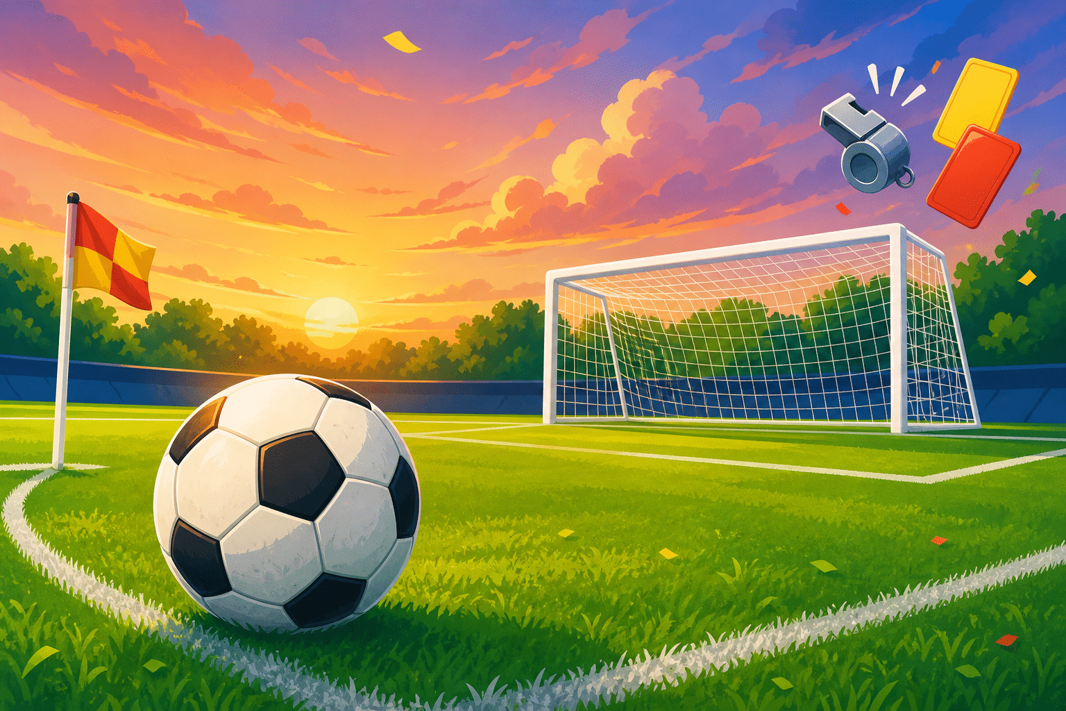Ťažký futbalový kvíz pre deti od 8 rokov – futbalová lopta, brána a rozhodcovské karty
