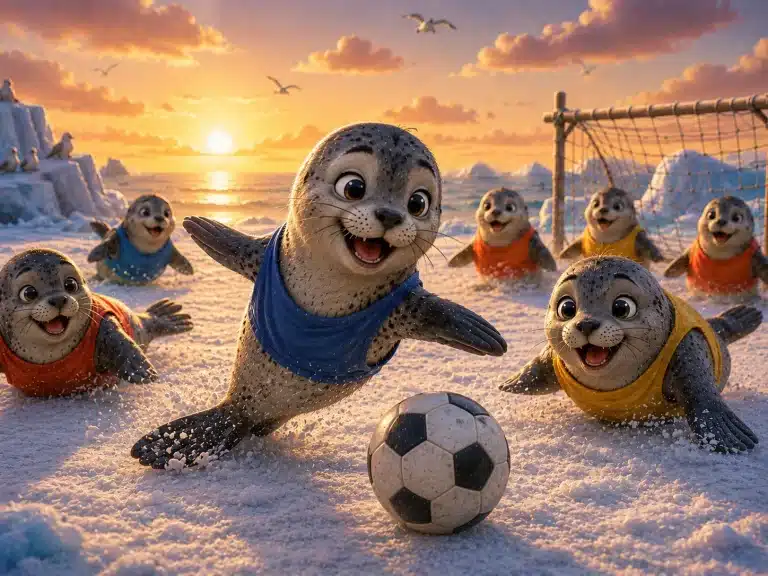 futbalový zápas tuleňov na snehu